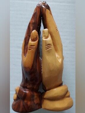 Two-Tone Wooden Prayer Hands Accent - Brown & Tan